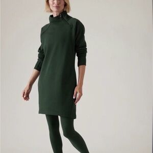 Athleta Forest Green Long Sleeve Sweatshirt Dress - NWT